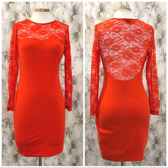 H&M Dresses & Skirts - ⚡️5 for 25⚡️H&M Red Lace Bodycon Long Sleeve Dress